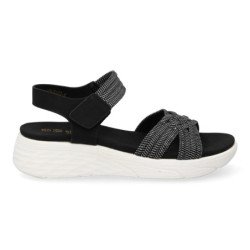 Sandalias planas cómodas para mujer color negro NS-5150