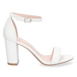 Sandalias de tacón cómodo fiesta mujer color blanco P-6398
