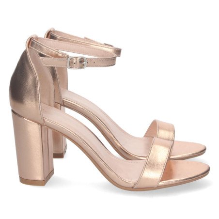 Sandalias de tacón cómodo fiesta mujer color champán P-6398