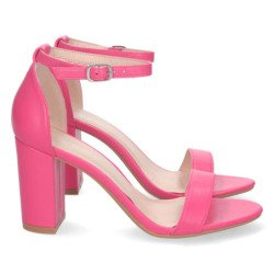 Sandalias de tacón cómodo fiesta mujer color fucsia P-6398