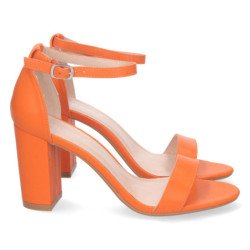 Sandalias de tacón cómodo fiesta mujer color naranja P-6398
