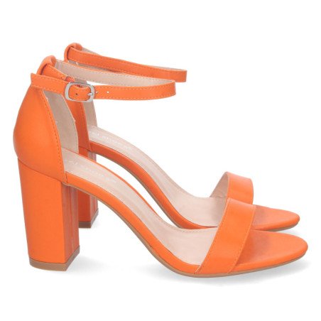 Sandalias de tacón cómodo fiesta mujer color naranja P-6398