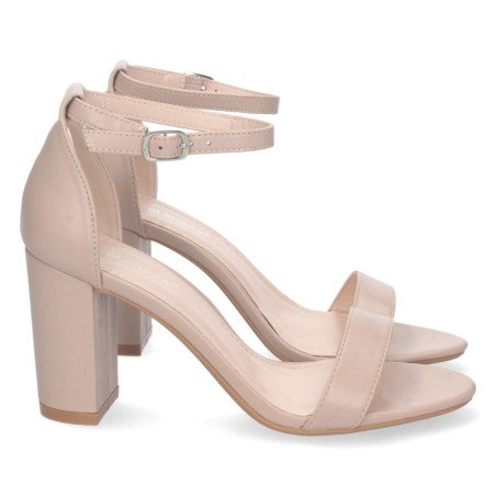 Sandalias de tacón cómodo fiesta mujer color nude P-6398