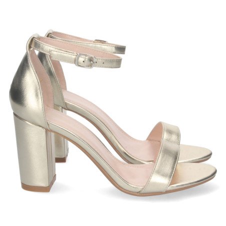 Sandalias doradas de tacón cómodo fiesta mujer P-6398