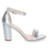Sandalias plateadas de tacón cómodo fiesta mujer P-6398