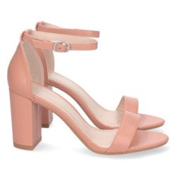 Sandalias de tacón cómodo fiesta mujer color rosa palo P-6398