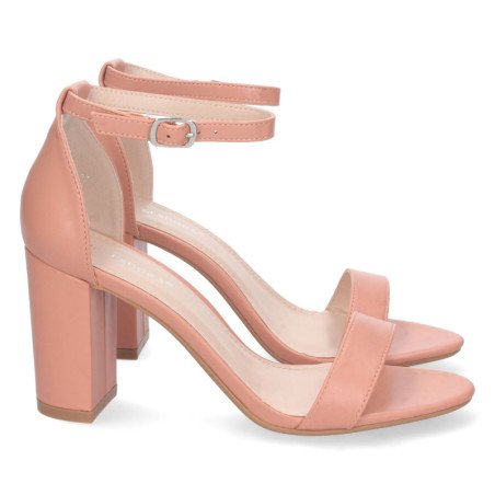 Sandalias de tacón cómodo fiesta mujer color rosa palo P-6398