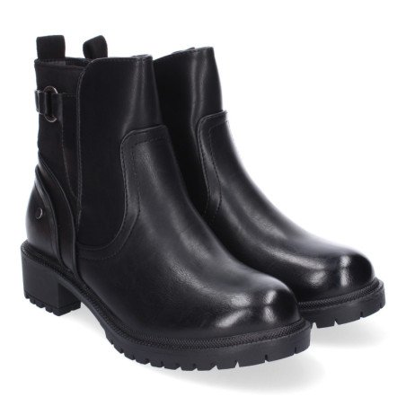 Botines de tacón bajo elegantes hebilla para mujer color negro RD813