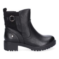Botines de tacón bajo elegantes hebilla para mujer color negro RD813