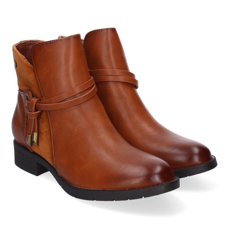 Botines tacón bajo marrones cómodos elegantes correa mujer RD817