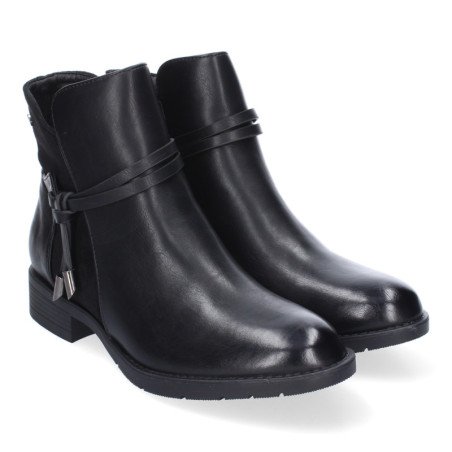 Botines tacón bajo cómodos elegantes correa para mujer color negro RD817
