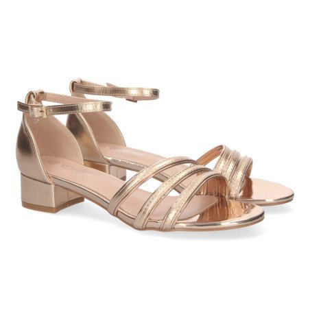 Sandalias de tacón bajo cómodo para fiesta mujer champán RG773
