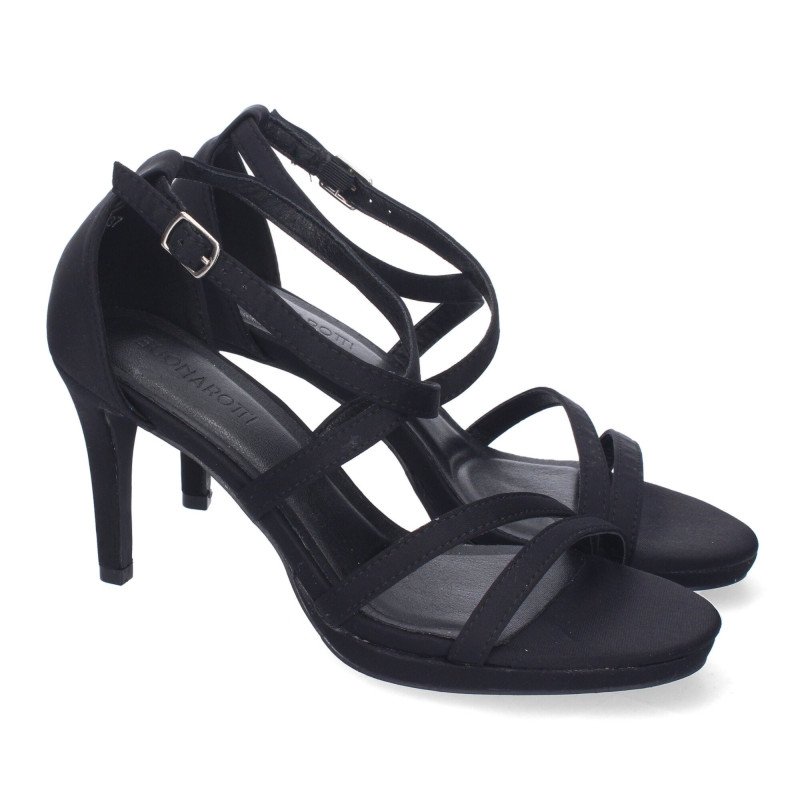 Sandalias de tacón medio de vestir para mujer color negro S-2383