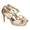 Sandalias doradas de tacón medio de vestir para mujer S-2383