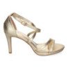 Sandalias doradas de tacón medio de vestir para mujer S-2383