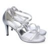 Sandalias plateadas de tacón medio de vestir para mujer S-2383