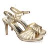 Sandalias doradas de tacón medio de vestir para mujer  S-2384
