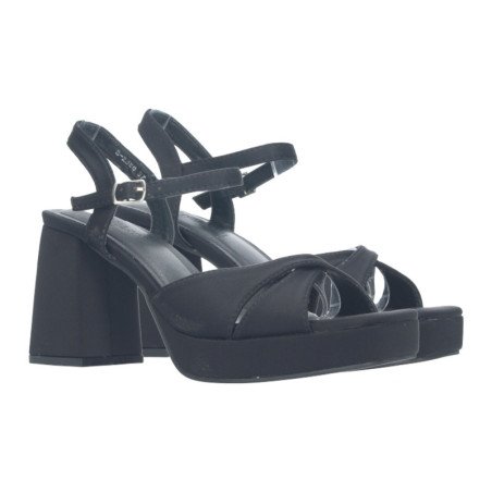 Sandalias de fiesta tacón y plataforma mujer color negro