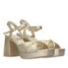 Sandalias doradas de fiesta tacón y plataforma mujer