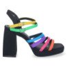 Sandalias tacón y plataforma tiras colores mujer color negro