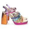 Sandalias de tacón ancho para fiesta tiras multi color mujer S-2388