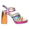 Sandalias de tacón ancho para fiesta tiras multi color mujer S-2388