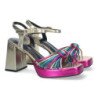 Sandalias de tacón ancho cómodo multicolor para fiesta mujer