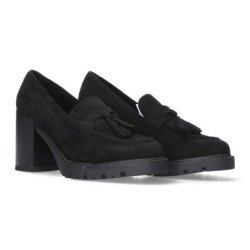 Mocasines de tacón medio mujer color negro S-2497
