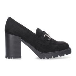 Mocasines de tacón medio mujer color negro S-2498