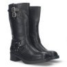 Botas altas planas estilo moteras biker para mujer color negro