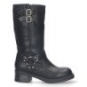 Botas altas planas estilo moteras biker para mujer color negro