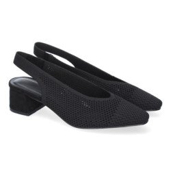 Zapatos de vestir tacón comodo malla para mujer color negro S-3195