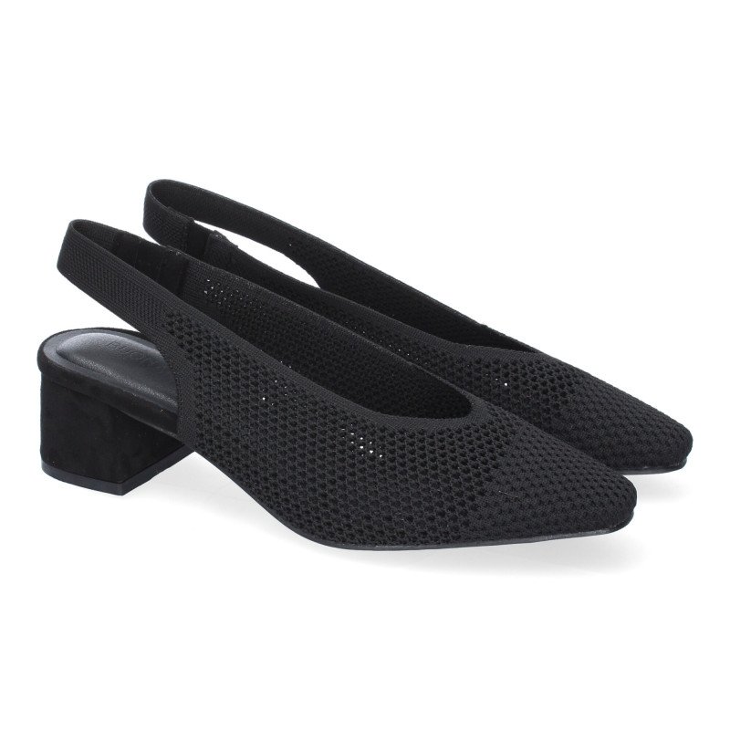 Zapatos de vestir tacón comodo malla para mujer color negro S-3195 Zapatos de vestir tacón comodo malla para mujer color negro S-3195