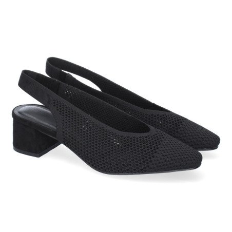 Zapatos de vestir tacón comodo malla para mujer color negro S-3195