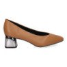 Zapatos de salón elegantes tacón bajo mujer color camel S-3381