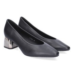 Zapatos de salón elegantes tacón bajo mujer color negro S-3381