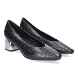 Zapatos de salón elegantes tacón bajo mujer color negro S-3383