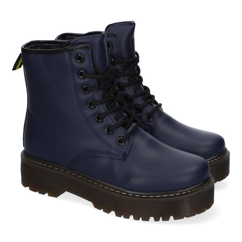 Botas militares cómodas para mujer color azul SL-721