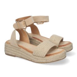 Sandalias de plataforma cómodas en yute para mujer color beige SX-3Q48