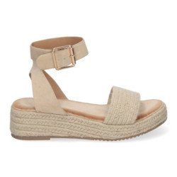 Sandalias de plataforma cómodas en yute para mujer color beige SX-3Q48