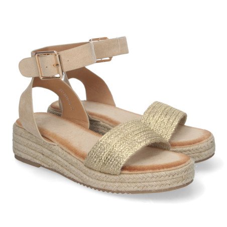 Sandalias de plataforma doradas en yute para mujer SX-3Q48