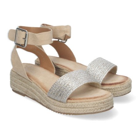 Sandalias de plataforma plateadas en yute para mujer SX-3Q48