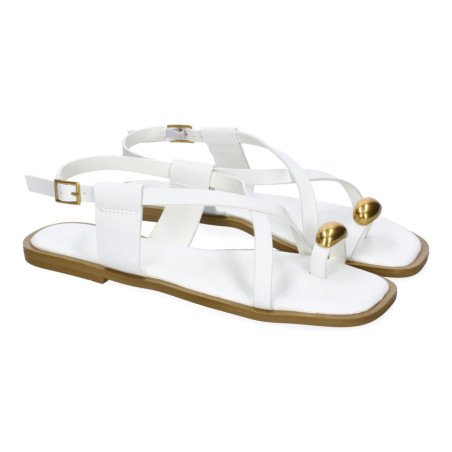 Sandalias planas para mujer cómodas color blanco TC-1U1