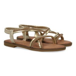 Sandalias planas cómodas mujer tiras doradas TF2509