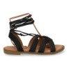 Sandalias planas comódas tiras al tobillo para mujer color negro TF2517