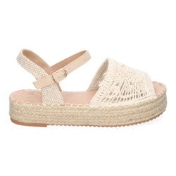 Sandalias planas en yute pala trenzada abierta para mujer beige TF2638