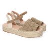 Sandalias planas en yute pala trenzada abierta para mujer kaki TF2638