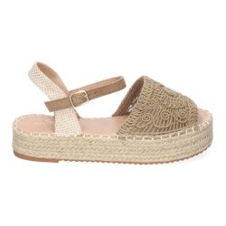 Sandalias planas en yute pala trenzada abierta para mujer kaki TF2638