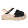 Sandalias planas en yute pala trenzada abierta para mujer negro TF2638