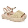 Sandalias doradas planas en yute pala trenzada abierta mujer TF2638